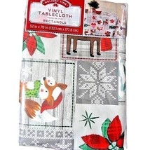 Homespun Patch Vinyl Tablecloth Holiday Time 52 x 70-inch PVC-Free Patchwork - $19.60