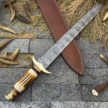 custom handmade sword Damascus steel gift for her hunting knife bowie gift for h - £66.88 GBP