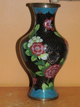 Vintage Cloisonne 7.75&quot; Vase Lamp Plated Copper damaged Enamel Stone Ant... - $413.89 MXN