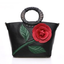 Handmade Rose Flower Women Bag 2022 New High Quality Leather Elegant Handbag Lar - £86.75 GBP