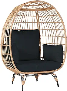 Egg Chair, Oversized Wicker Egg Basket Chair With 4 Cushions, 440Lb Capa... - $707.99