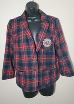 Abercrombie &amp; Fitch Womens Large Blazer Jacket Tartan Plaid Preppy Academia - £26.14 GBP