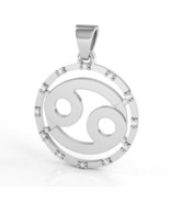 Cancer Zodiac Sign Diamond Bezel Pendant In Solid 10K White Gold - $249.00