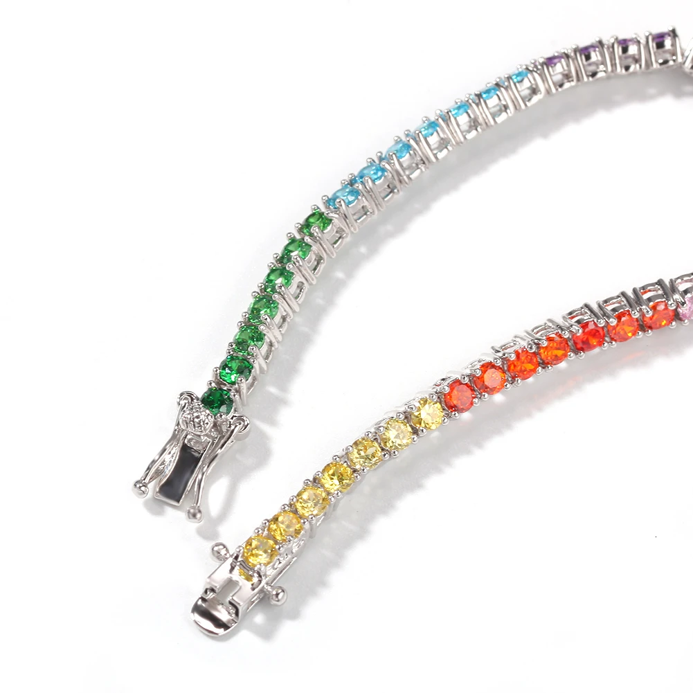 4mm Cubic Zircon Tennis Lovely Link Bracelet Colorful Plated Luxury Copper Micro - £30.54 GBP
