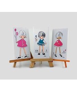 Mosa tiles set of 3 Vintage little girls decorative kids room wall art h... - $771.32 MXN