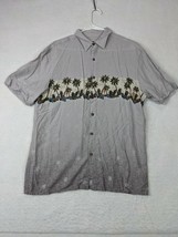 Island Shores Mens Short Sleeve Button Shirt Size M Rayon Purple - $10.68