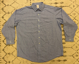 Brooks Brothers Long Sleeve Dress Shirt Blue Checkered Size 17.5 EUC! D2 - £10.50 GBP