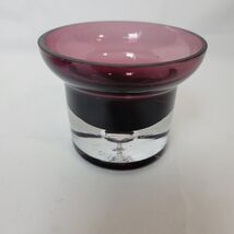 ART GLASS Small Amethyst Purple Glass Bowl Votive Candle Clear Air Bubbl... - $13.39