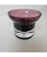 ART GLASS Small Amethyst Purple Glass Bowl Votive Candle Clear Air Bubbl... - €11,49 EUR