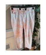 Chico&#39;s Ankle Pants Women&#39;s 2.5 (14) Pink White Tie Dye Cotton Stretch S... - $494.76 MXN