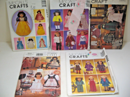 Lot of 5 Vintage Simplicity &amp; Vogue Crafts Fabric Cut Out Doll Clothes &amp; Costume - $9.99