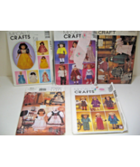 Lot of 5 Vintage Simplicity &amp; Vogue Crafts Fabric Cut Out Doll Clothes &amp;... - $9.99