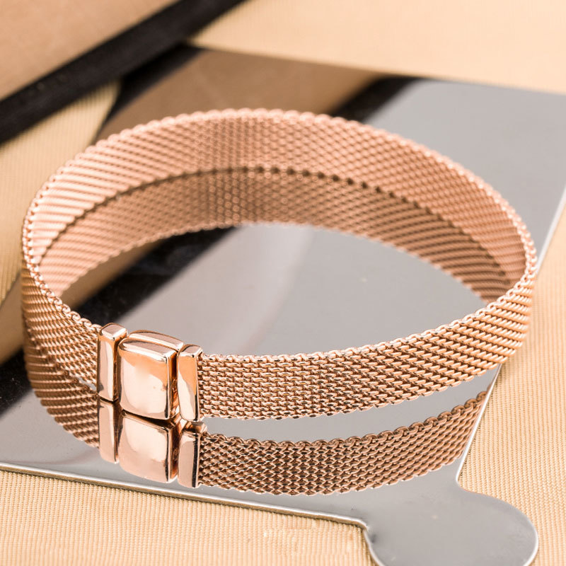 Primary image for Rose Gold Plated Mesh Reflexions Bracelet Fit European Reflexions Charm Beads