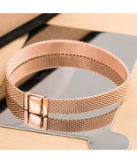 Rose Gold Plated Mesh Reflexions Bracelet Fit European Reflexions Charm ... - $35.62 CAD