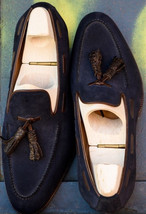 New Loafer Handmade Men Royal Blue Moccasin Shoe - £124.91 GBP