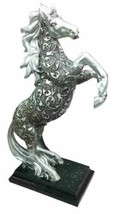 Ebros Silver Vine Engraved Rearing Stallion Horse On Hind Legs Figurine 12&quot;H - £30.36 GBP