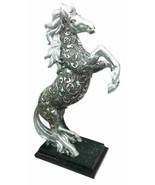 Ebros Silver Vine Engraved Rearing Stallion Horse On Hind Legs Figurine ... - $51.93 CAD