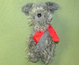 Hugfun Grey Schnauzer Plush Dog 14&quot; Stuffed Animal Realistic Sitting Puppy Toy - £12.38 GBP