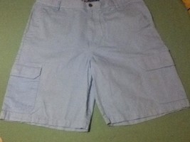 Size 40 Chaps shorts light blue cargo flat front 10.5 inseam inch - $22.49