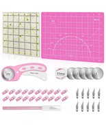 39 Pcs Rotary Cutter Set Pink - Quilting Kit Incl. 45Mm Fabric Cutter Wi... - £29.77 GBP