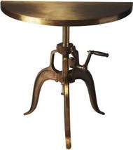 Console Industrial Demilune Adjustable Distressed Antique Bronze Metalworks - £958.68 GBP