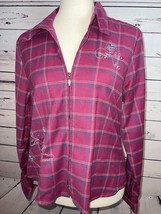 Christopher and Banks Full Zip Jacket Medium Plaid Embroidered Blazer Pi... - $22.23