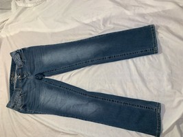 RUE 21 LOW RISE JUNIOR GIRLS 11/12 DARK WASH FADED THIGH SKINNY JEANS - $17.00