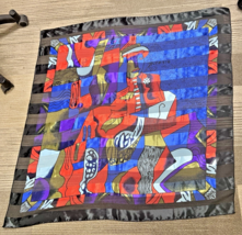 Picasso Scarf Man w Daisy Royal Colors w Black 40.5 Square Good Shape - $31.22 CAD