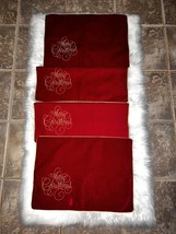 Merry Christmas Holiday Red Velvet with Gold Trim Placemats Set of 4 EUC... - £21.97 GBP