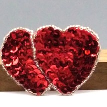 Large Holiday Hearts Sequins Vintage Pin, Valentine Brooch, Seasonal Han... - £37.95 GBP