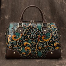 Retro Genuine Leather Women Handbags New Handmade Embossing Cowhide Female Shoul - £99.08 GBP