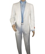 Men&#39;s ENZO Linen Spring Summer Suit Light Weight Breathable E58302-1 White - $308.09 CAD