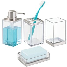 mDesign Plastic Bathroom Vanity Counter Organizers Dispenser Pump Toothbrush - £15.56 GBP