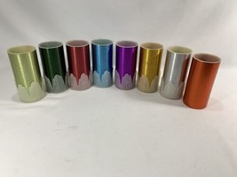 8 Vintage Deluxe Peacock Tumblers Aluminum Drinking Cups w/Liners Retro - £48.06 GBP