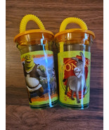 Lot Of 2 Shrek Cups With Bendy Straws - $372.98 MXN