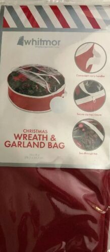 30" Whitmor Christmas Holiday Wreath and Garland Bag Zippered Clear Top Red NIP - $29.58