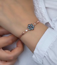 Flower Shape Alexandrite Color Changing Charm Bracelet, Vintage Jewelry For Her - £88.92 GBP