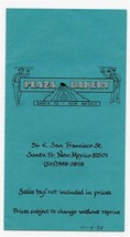 Plaza Bakery Menu E San Francisco Street Santa Fe New Mexico 1993 - £14.38 GBP