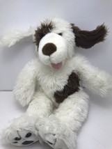 Build A Bear White Brown Spotted Puppy Dog 16&quot; Retired Tongue Out Poseab... - £12.87 GBP
