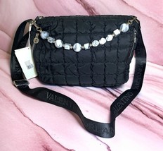 Valentino Quilted Tote w Bag Charm Medium IPad Durable Nylon Logo Strap NWT - $177.21
