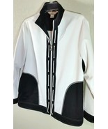 Allison Daley White &amp; Black Zip Front Jacket Sz 10 Fully Lined NWOT Naut... - £7.46 GBP