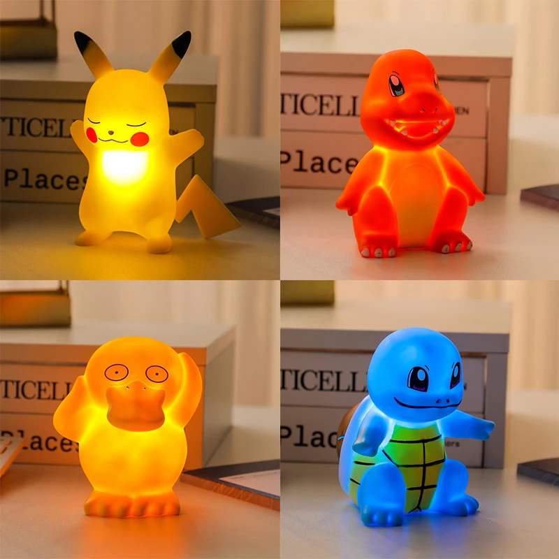 Pokemon Pikachu Figures Light Model Ornament Toys Anime Figure Squirtle - £8.27 GBP