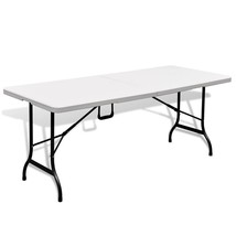 vidaXL Garden Table White Steel Frame, HDPE Tabletop Compact Foldable - $2,734.90 MXN