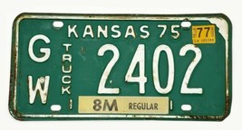 1975 Kansas Truck License Plate GW-2402 Green &amp; White Truck Tag Garage - £18.46 GBP