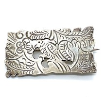 Vtg Sterling Silver Signed Taxco Mexican Handmade Carved Forest Parrot Brooch - £67.26 GBP