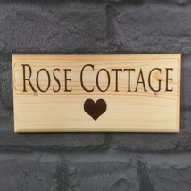 Personalised Heart House Sign, Cottage Name Plaque Home Number Wooden Gi... - £9.47 GBP