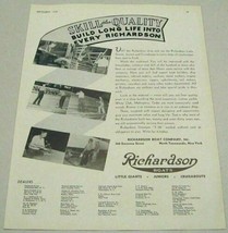 1938 Print Ad Richardson Boats Builder at Work North Tonawanda,NY - $13.58