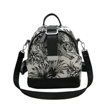 Women Fashion Woven Canvas Embroidery Backpack Landscape Pattern Shoulder School - £40.38 GBP
