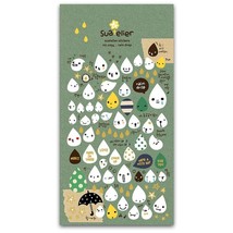 CUTE RAIN DROP STICKERS Rainy Day Cheer Up Sticker Sheet Kids Craft Scra... - $2.49