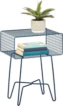 Modern Industrial Side Table With Storage Shelf, 2-Tier Metal, Navy Blue. - £41.50 GBP